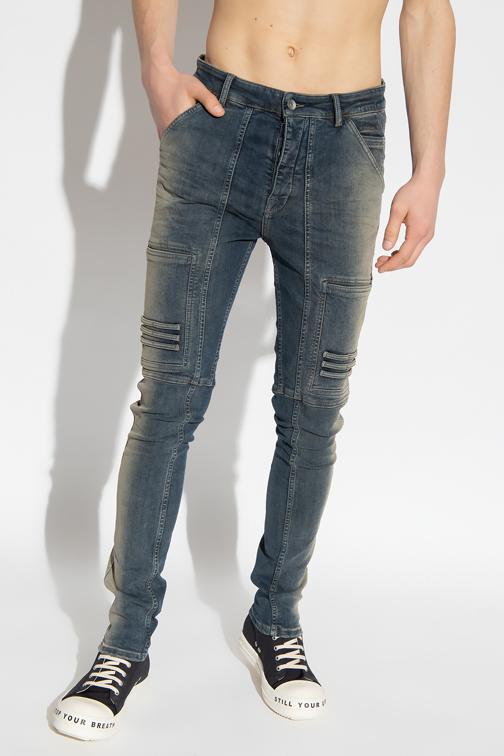 Navy blue Jeans with vintage effect Rick Owens DRKSHDW
